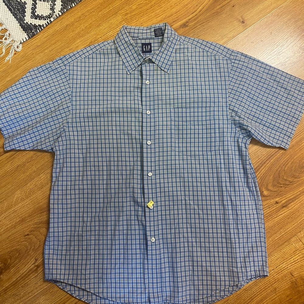 GAP Men's Casual Blue Plaid Shirt